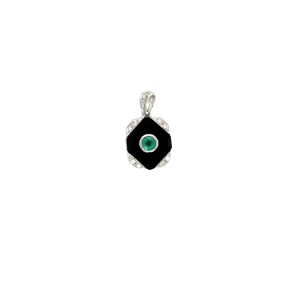 onyx emerald and diamond pendant