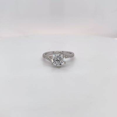 White Gold Diamond Solitaire with Sweeping Shoulders