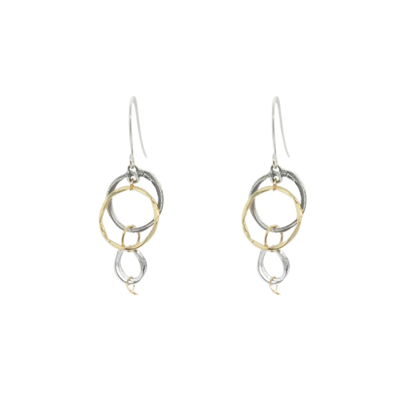 Sterling silver and yellow gold filled handcrafted Israeli drop earrings 
