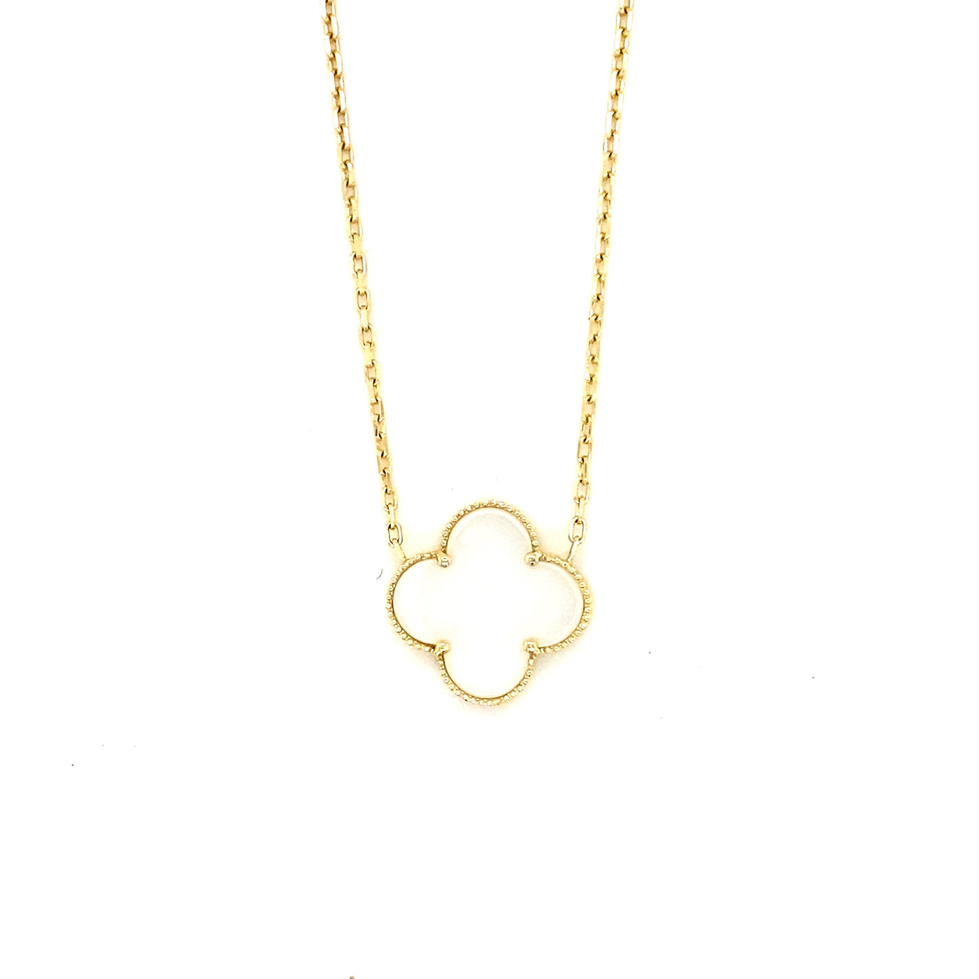 9ct gold mother of pearl clover necklace 