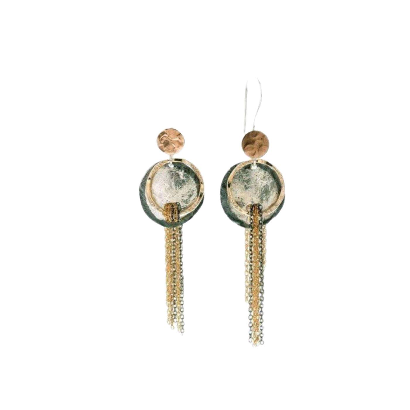 Sterling silver and gold filled handcrafted Israeli drop earrings