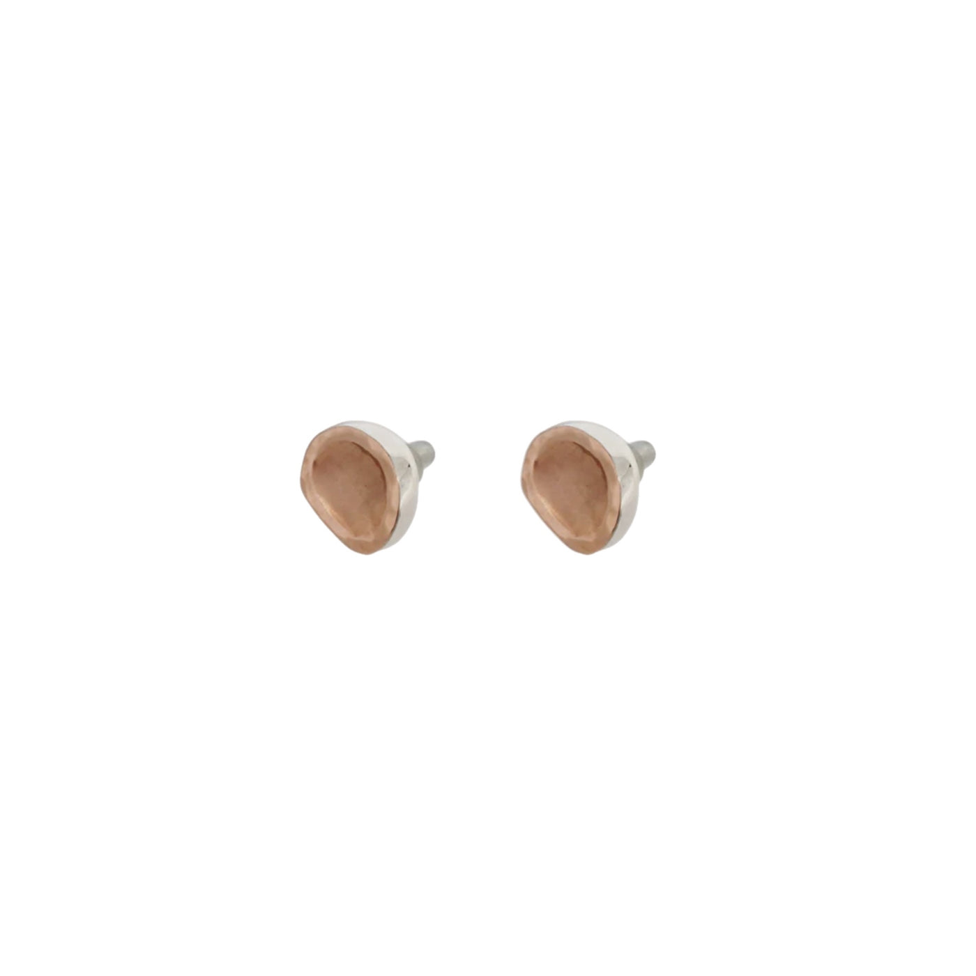 Sterling silver and 9ct rose gold handcrafted Israeli stud earrings