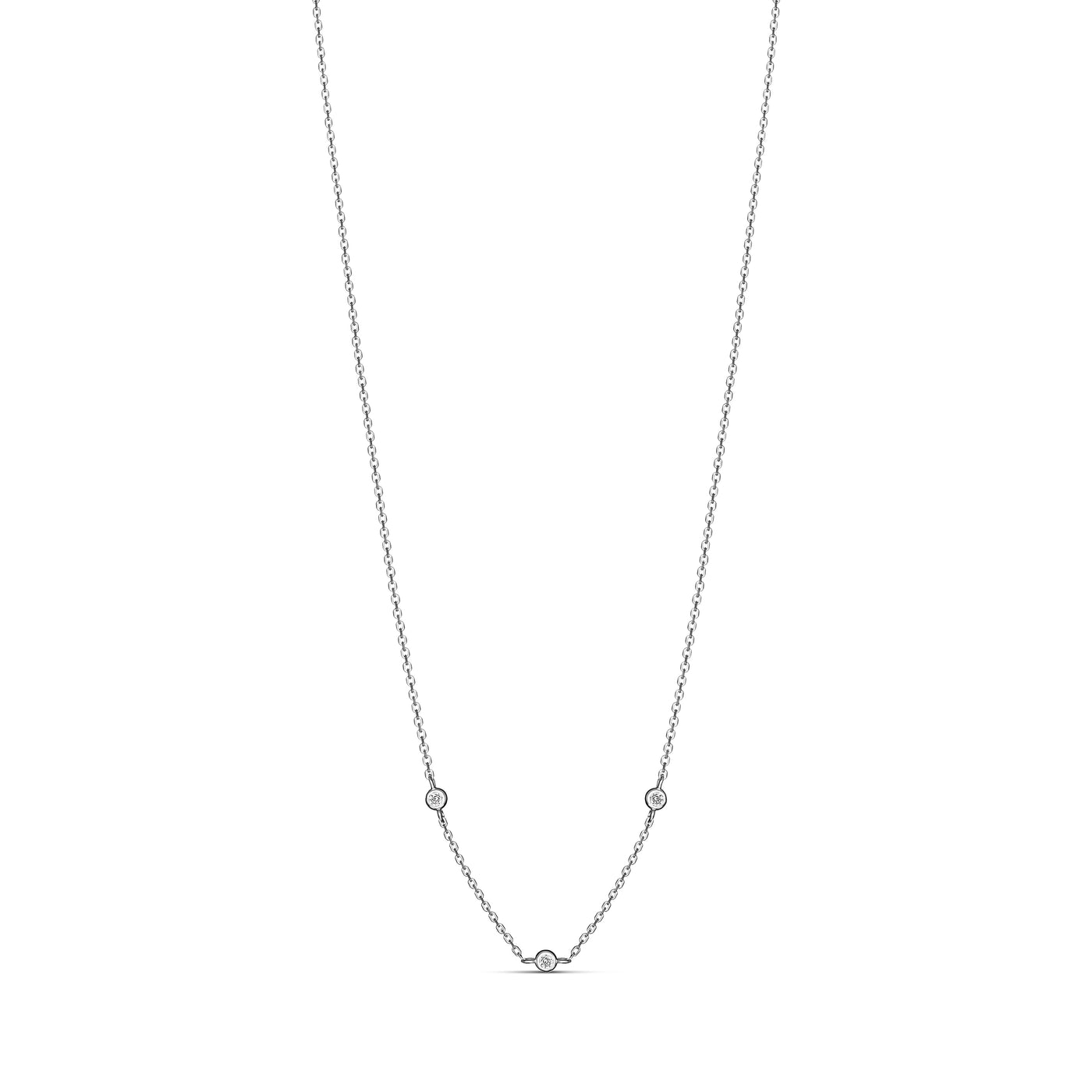 9ct bezel set diamond necklace featuring 3 diamonds