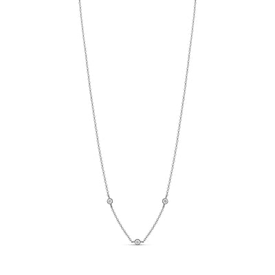 9ct bezel set diamond necklace featuring 3 diamonds