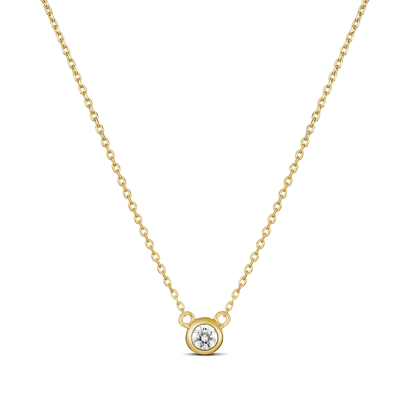 9ct gold bezel set diamond necklace .03ct