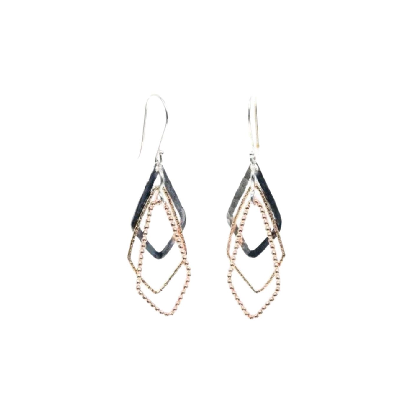 Sterling silver and gold filled handcrafted Israeli drop earrings 