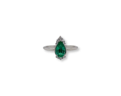 Natural Zambian Emerald, Diamond Halo