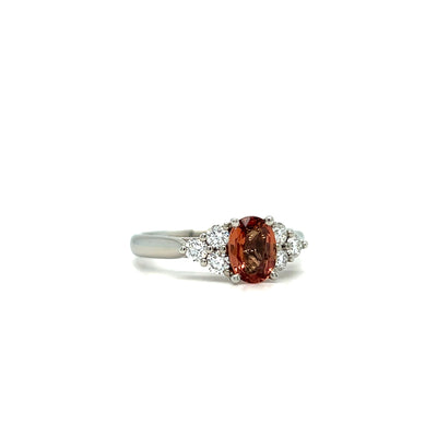 18 Carat White Gold Peach Sapphire and Diamond Dress Ring