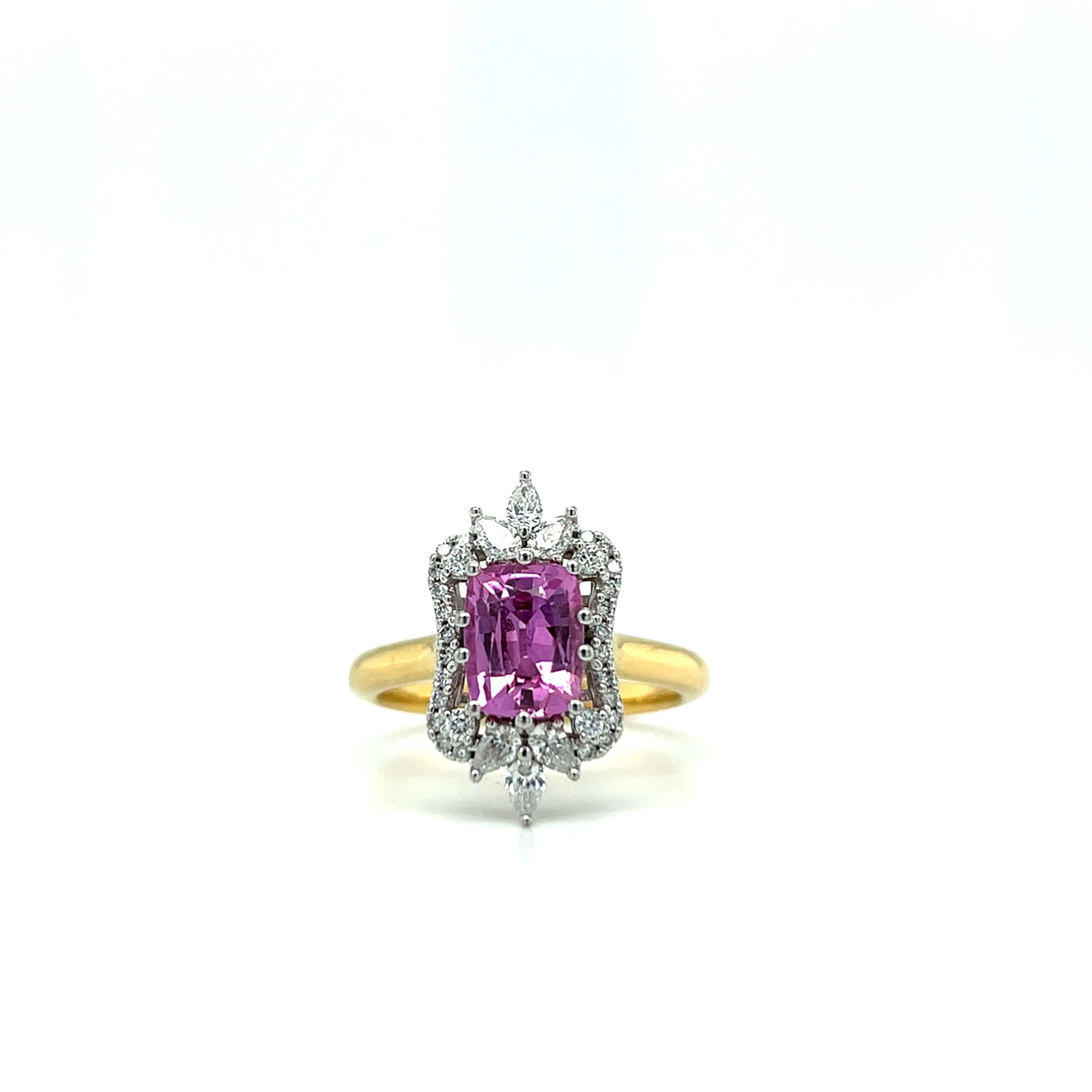 Pink Sapphire and Diamond Ring