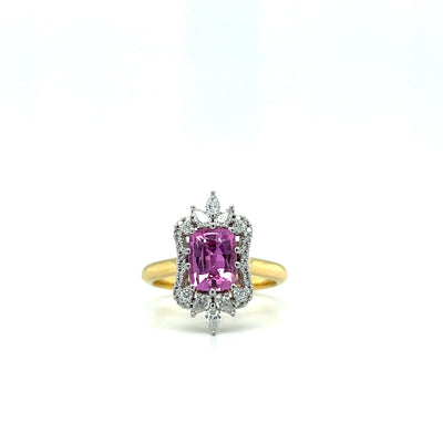 Pink Sapphire and Diamond Ring