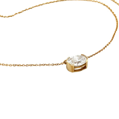 1 carat fancy cut oval diamond pendant necklace