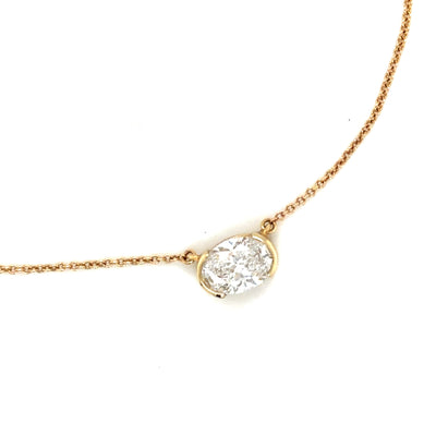 1 carat fancy cut oval diamond pendant necklace