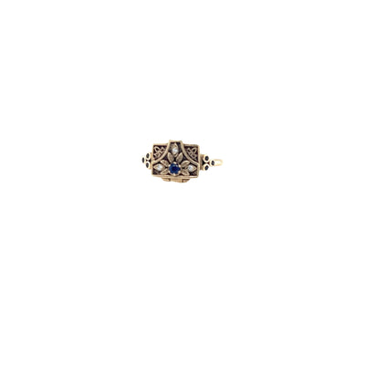 9CT YELLOW GOLD TREASUSRE CHEST RING WITH SAPPHIRE