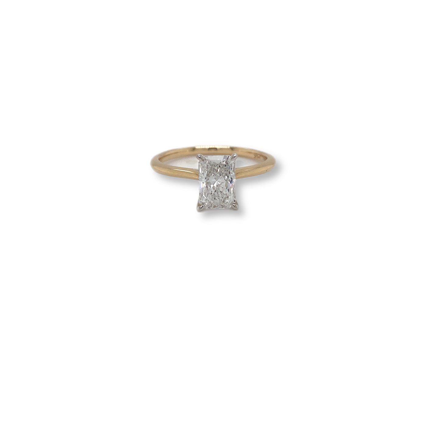 Yellow Gold Radiant Cut Eco Grown Diamond Solitaire