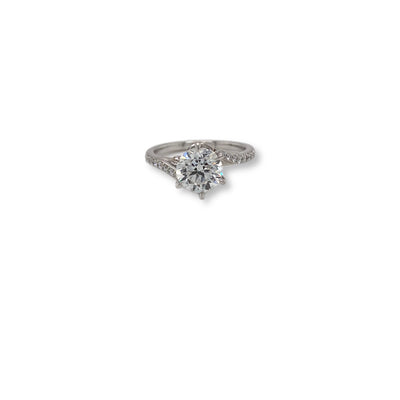 White Gold Diamond Solitaire with Sweeping Shoulders