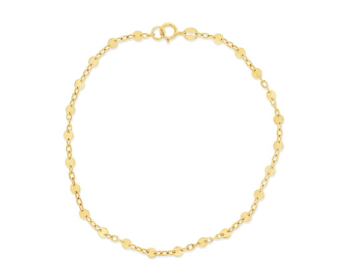 9ct gold anklet (discs)