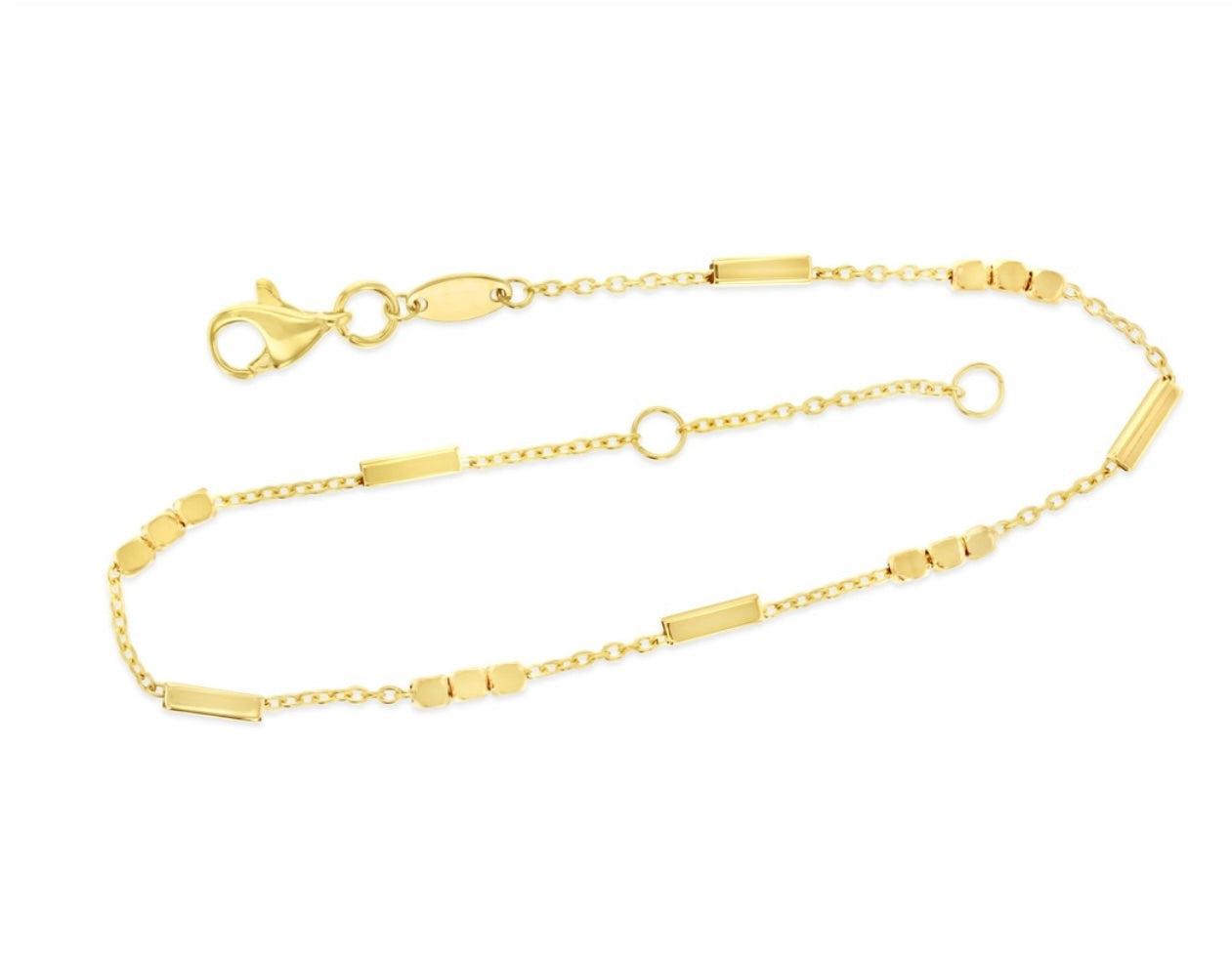 9ct gold anklet (bar & bead)