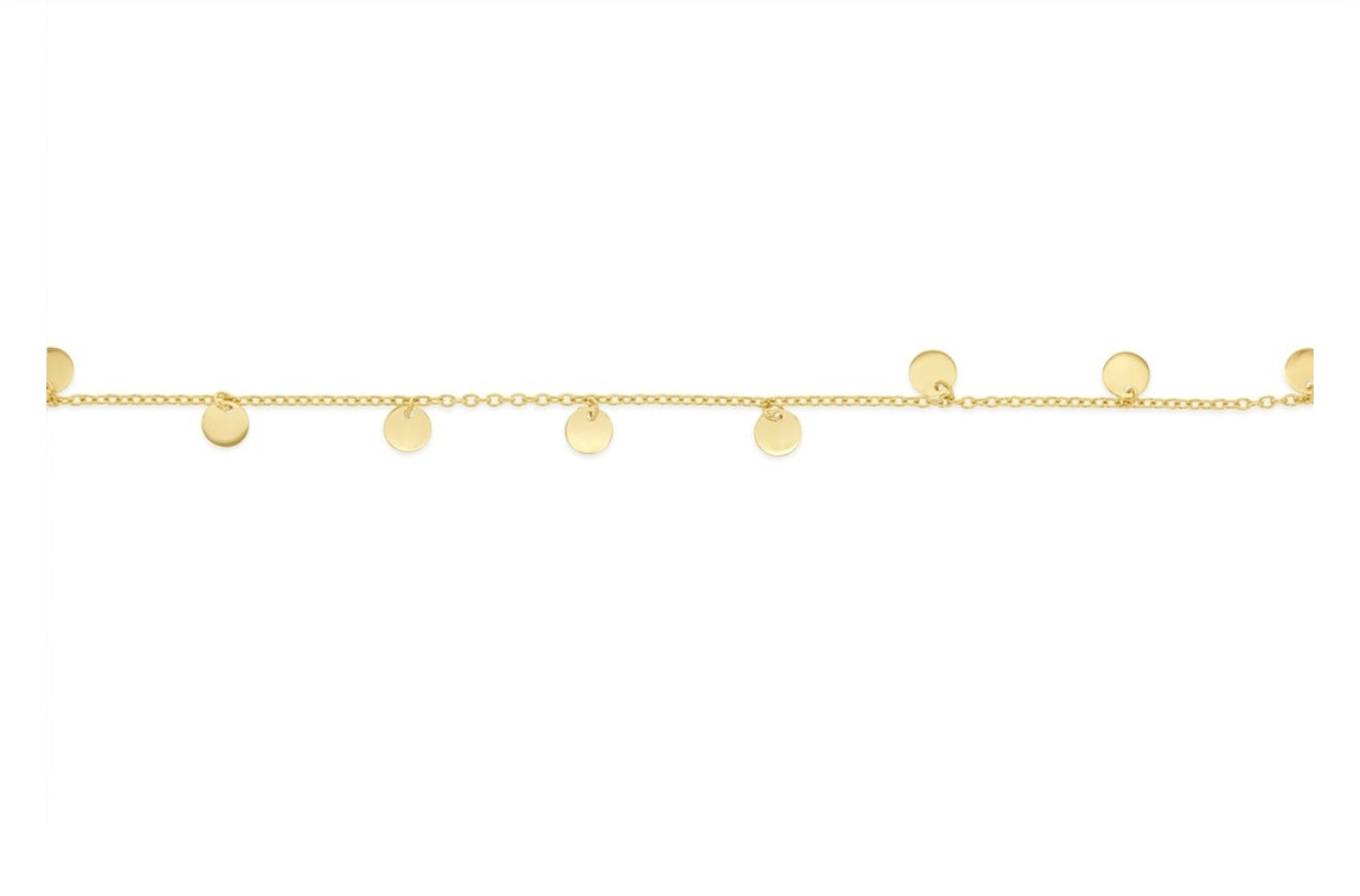 9ct gold anklet (discs)