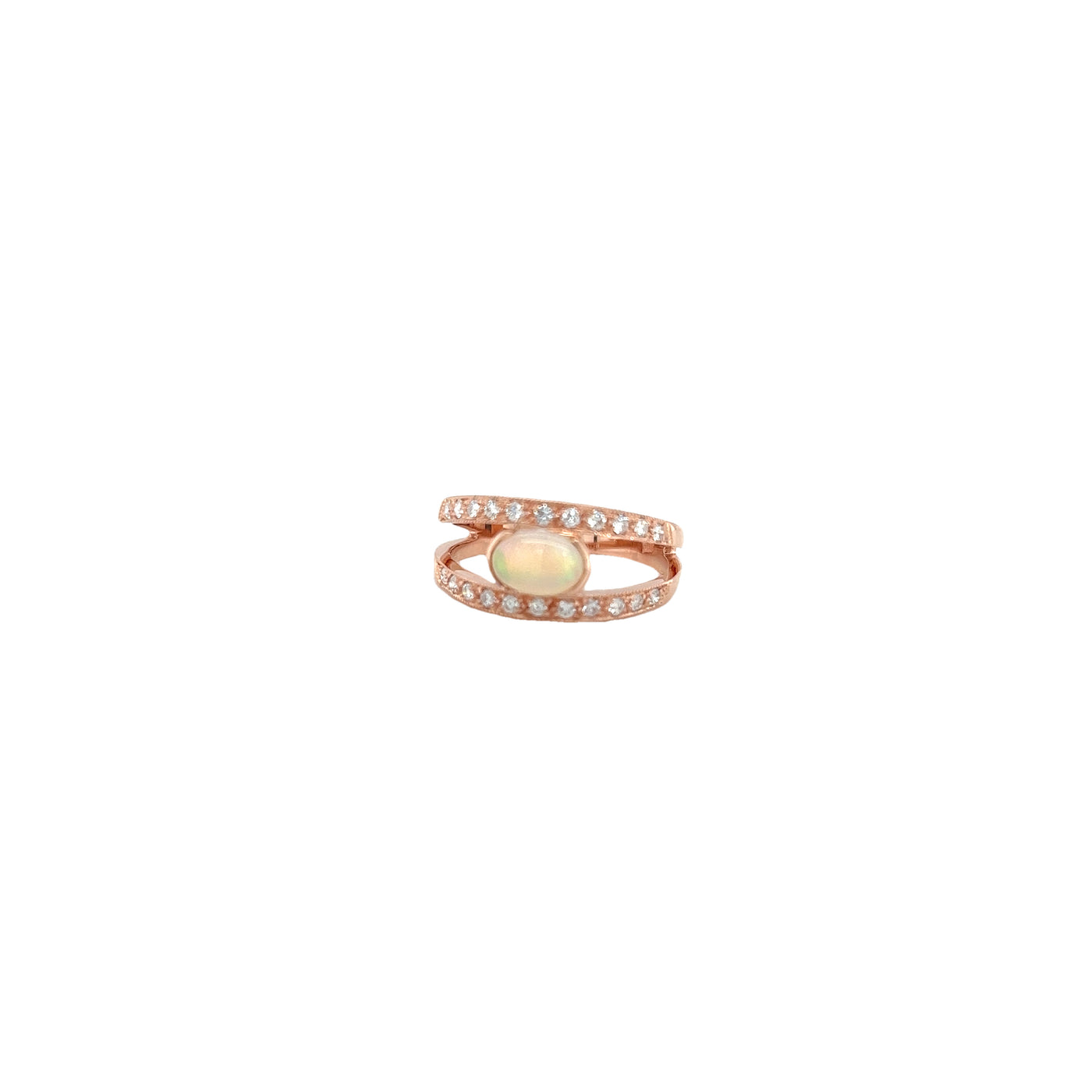 9 CARAT ROSE GOLD RING WITH SOLID OPAL AND DIAMONDSOPAL AD 