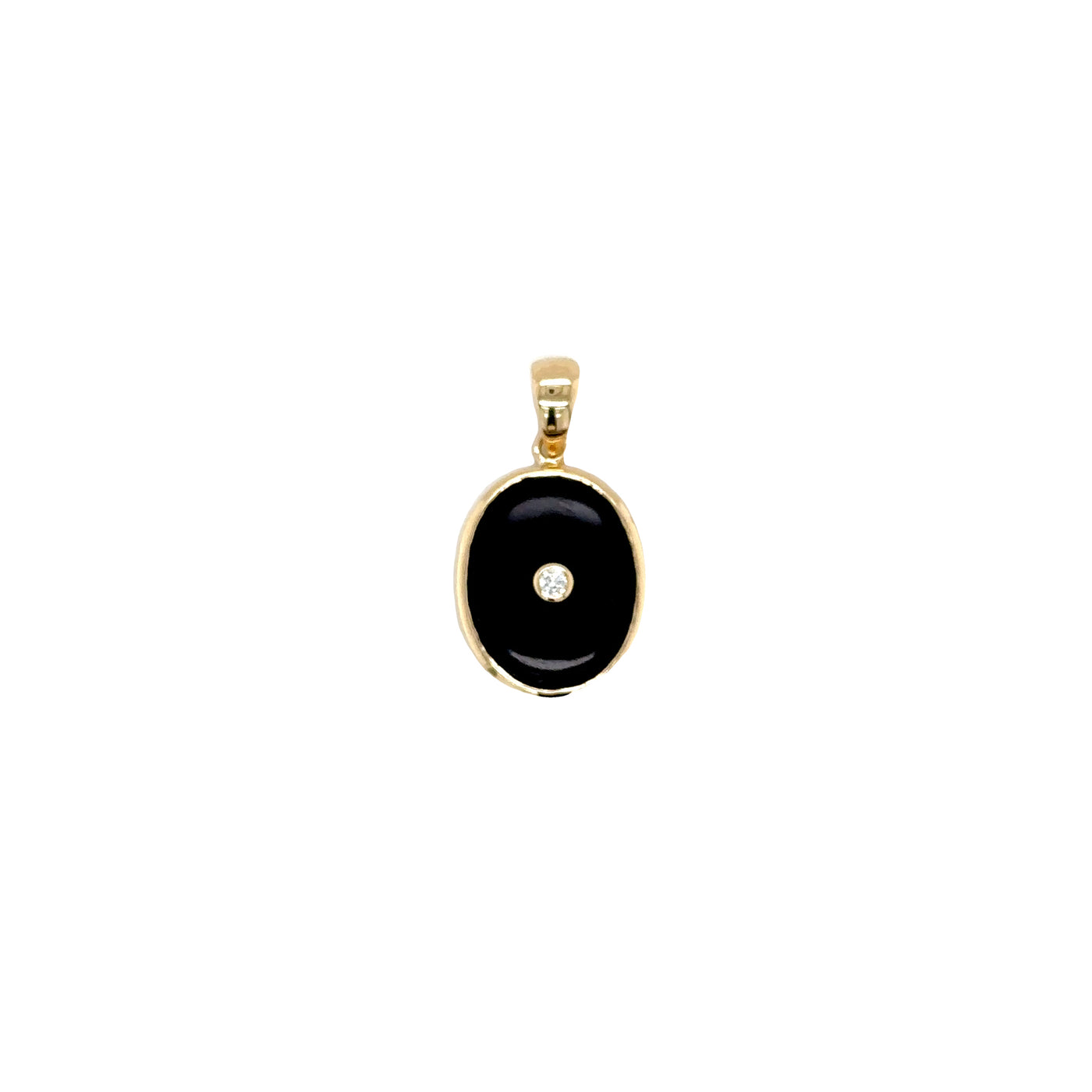 9 carat yellow gold, onyx and diamond pendant