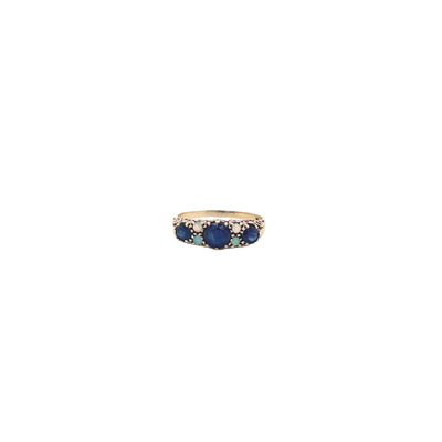 9 carat yellow gold ring with sapphires and opal