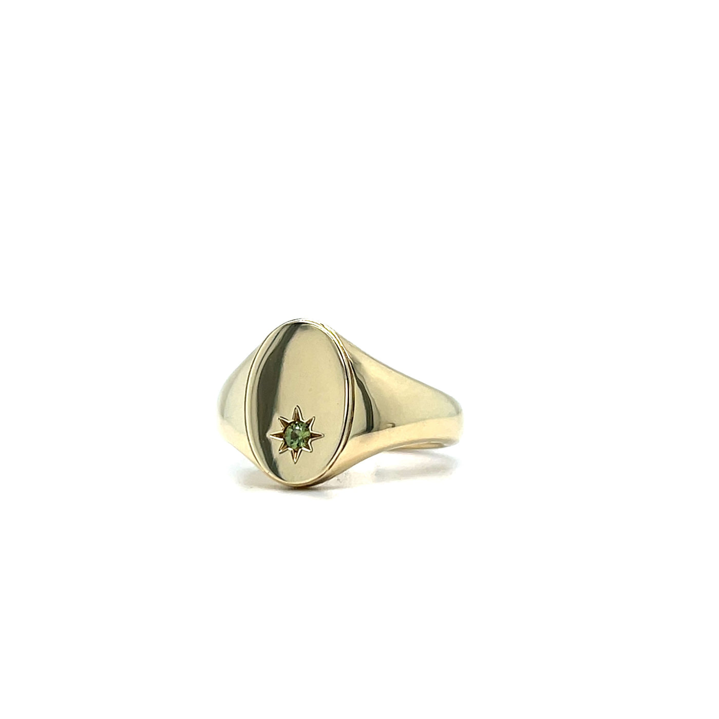Yellow gold sapphire set signet ring