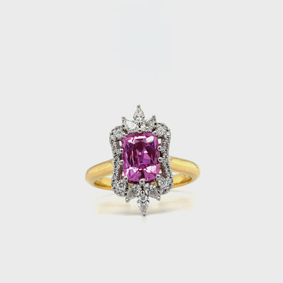 Pink Sapphire and Diamond Ring