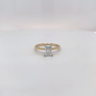 Yellow Gold Radiant Cut Eco Grown Diamond Solitaire