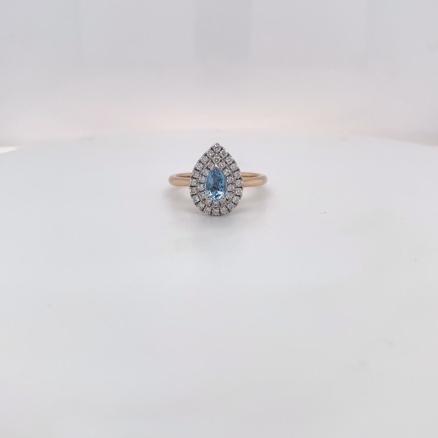 9ct Aquamarine Diamond Halo Ring