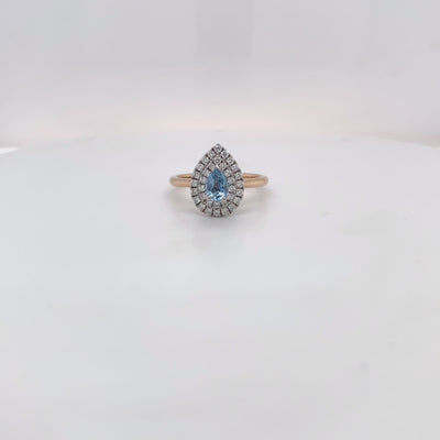 9ct Aquamarine Diamond Halo Ring