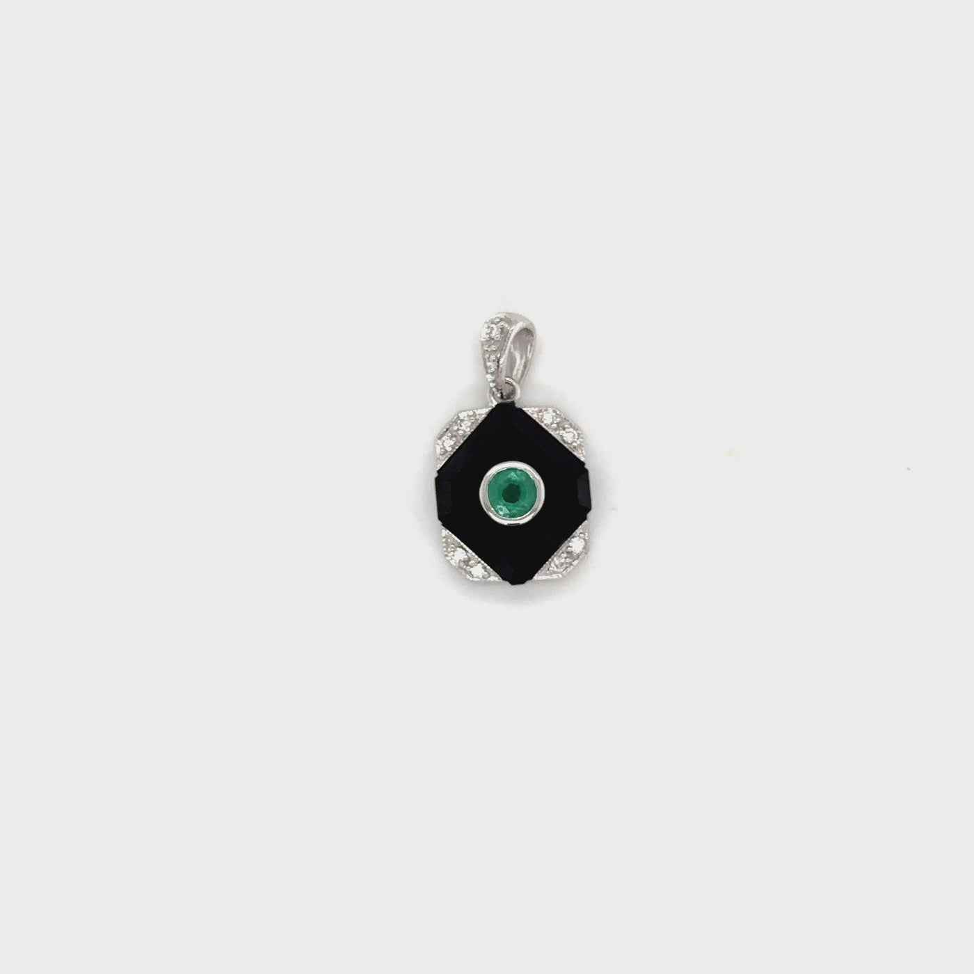 onyx emerald and diamond pendant video