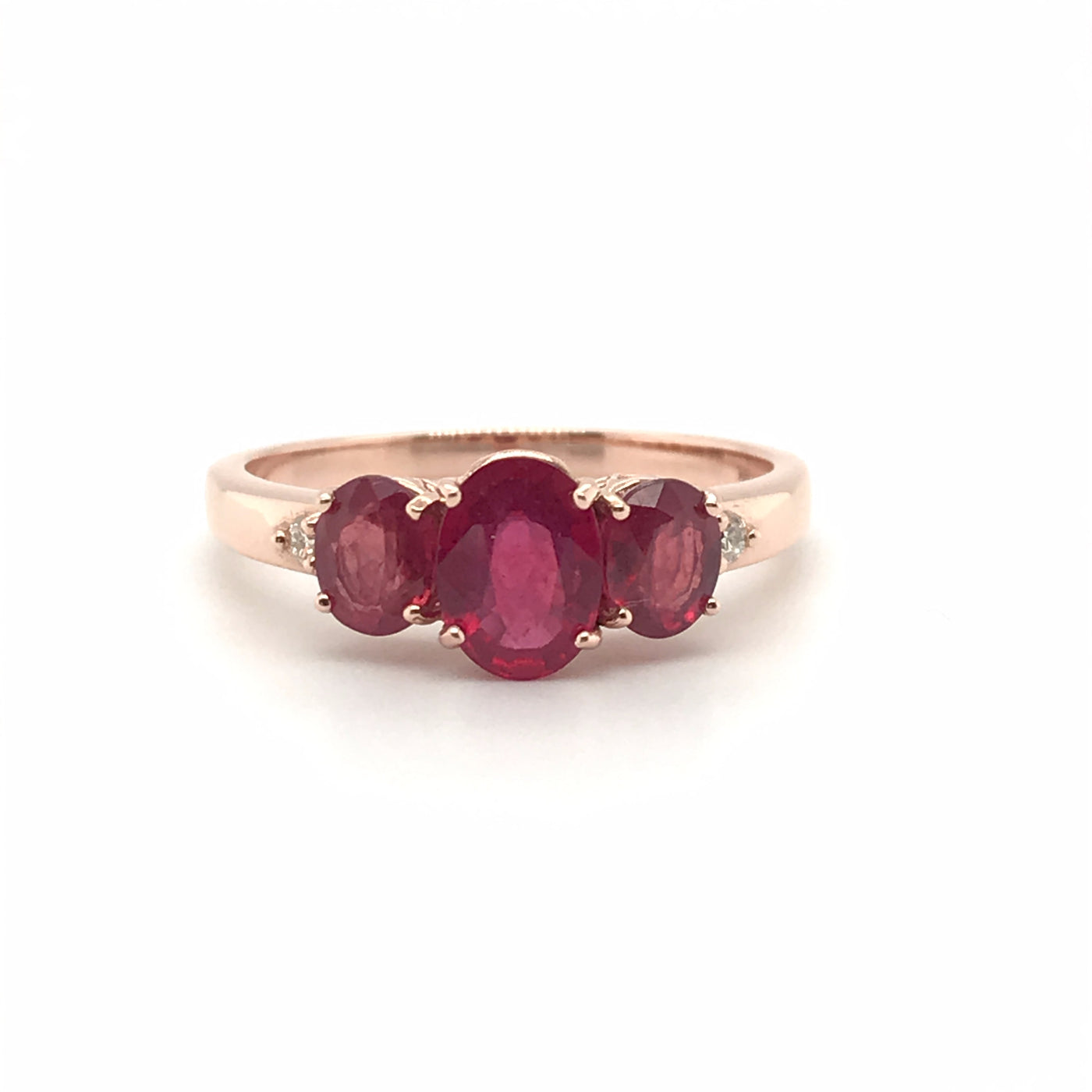 9ct ruby oval trilogy dress ring
