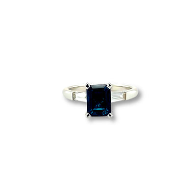 9ct white gold blue green tourmaline and eco grown diamond ring