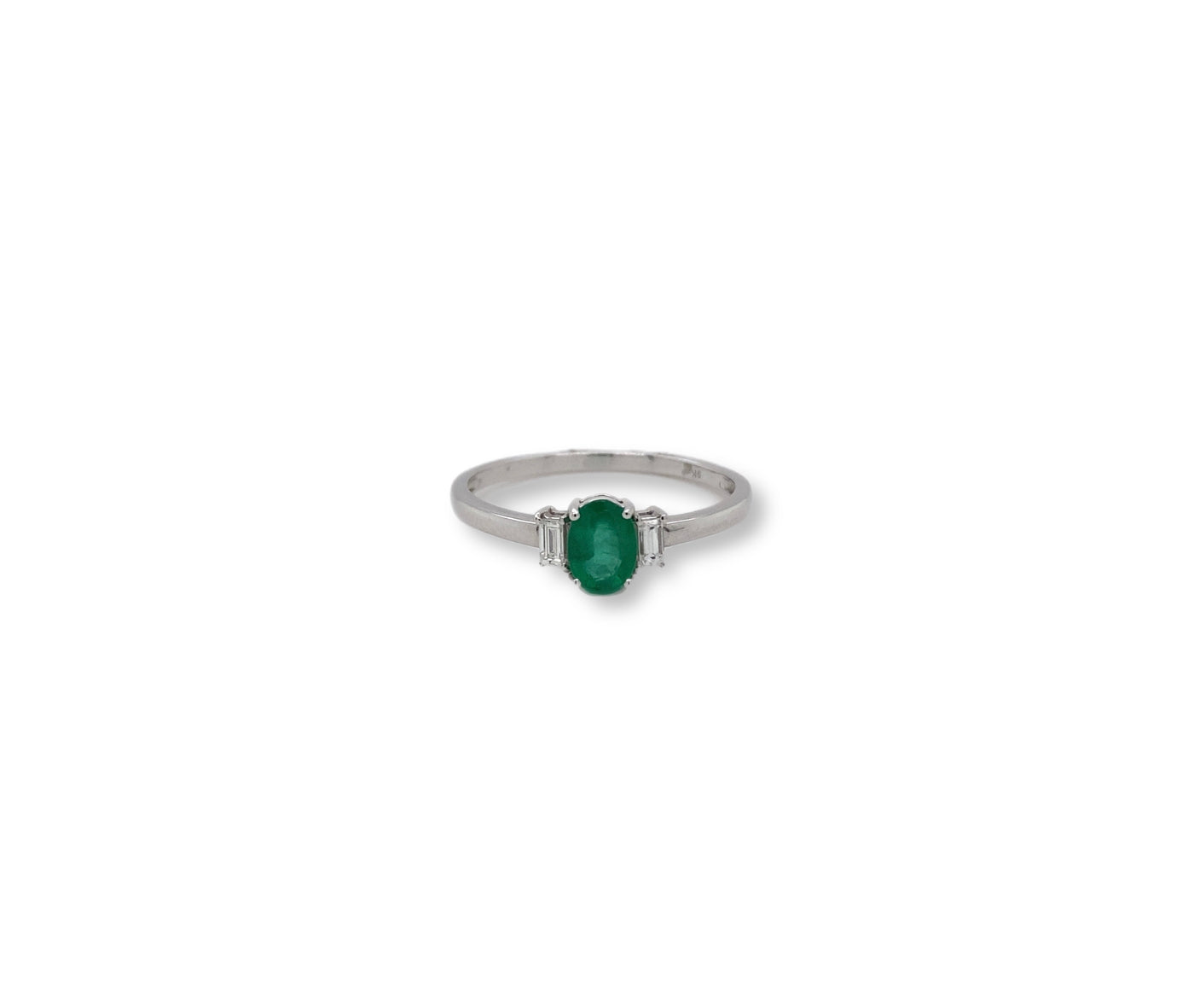 9ct Emerald Ring, Diamond Shoulders