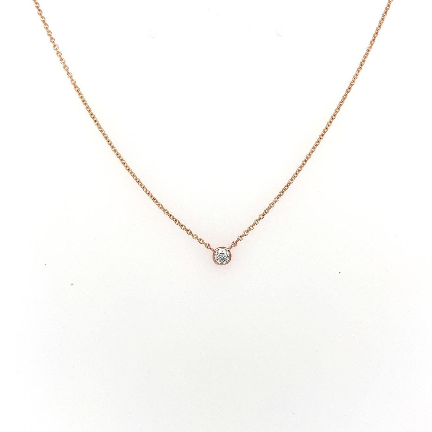 9ct bezel set diamond necklace .05ct