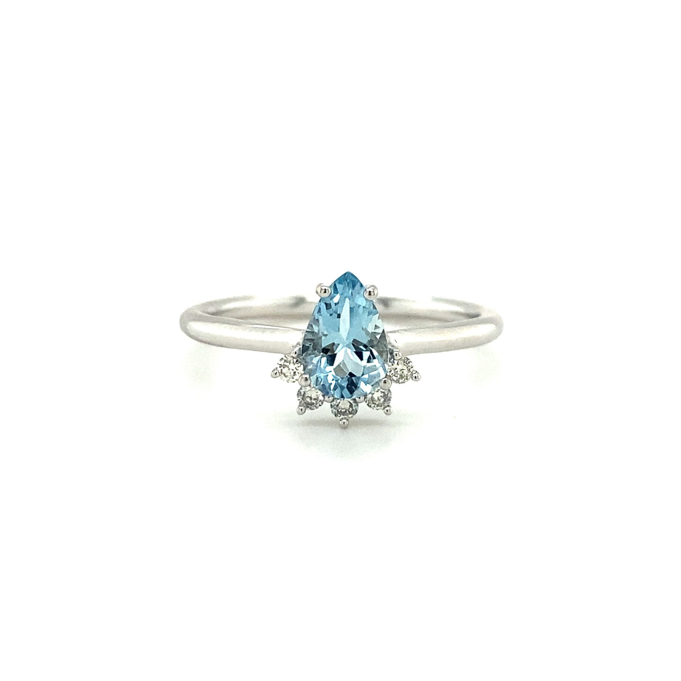 9ct aquamarine and diamond pear shaped dress ring