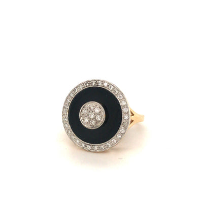 9ct onyx and diamond centre dress ring