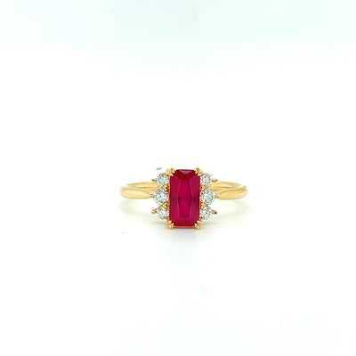 14ct radiant natural ruby with diamonds dress ring