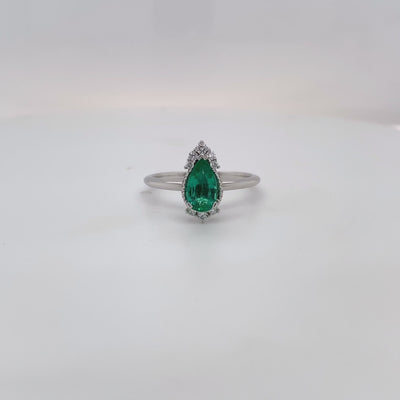 18ct Natural Zambian Emerald, Diamond Halo