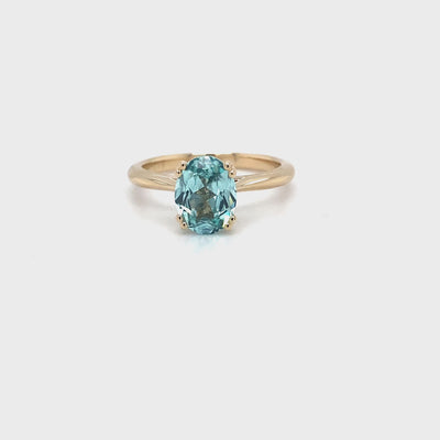 9ct yellow gold paraiba grown gemstone ring moissanite video