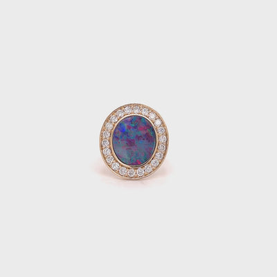 9ct yellow gold opal doublet and eco diamond ring video