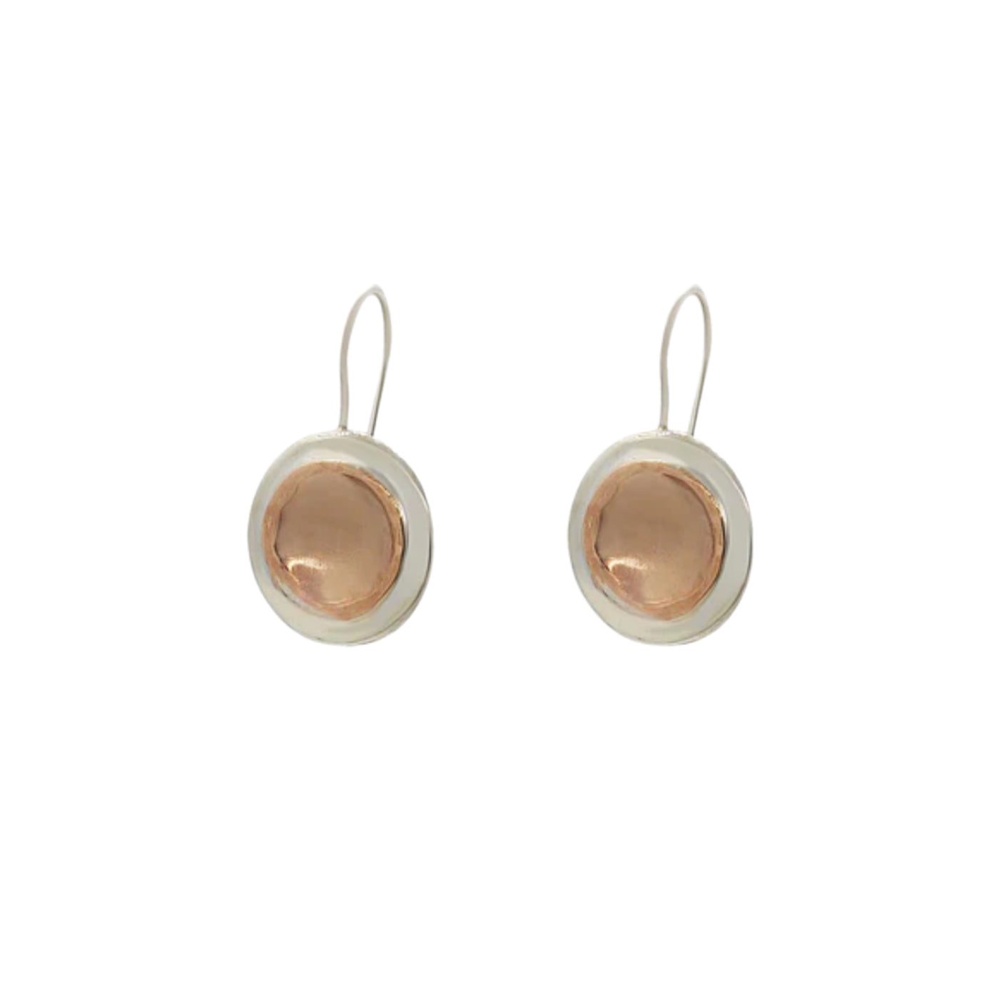 Sterling silver, 9ct rose gold handcrafted Israeli drop earrings 