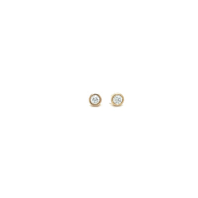 9ct gold bezel set diamond studs