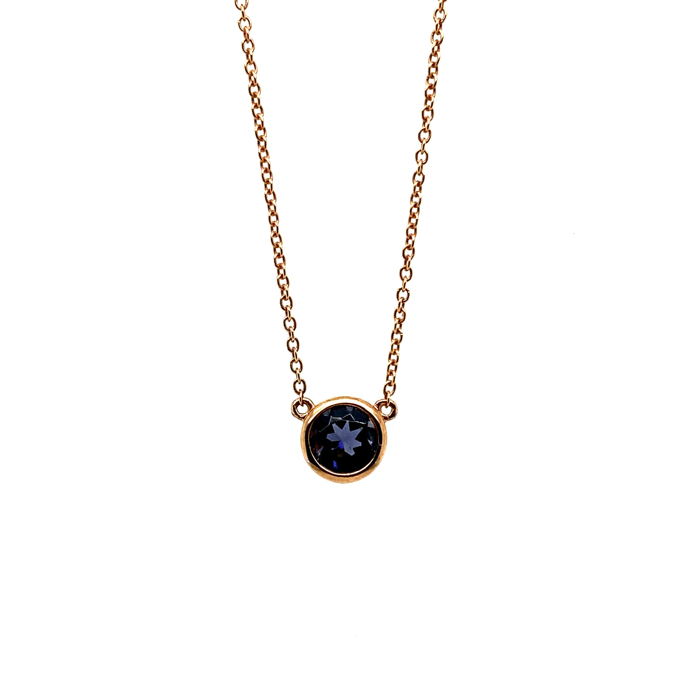 9ct iolite bezel set necklace