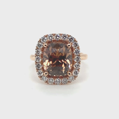 9ct 10.26 champagne zircon and diamond ring roating