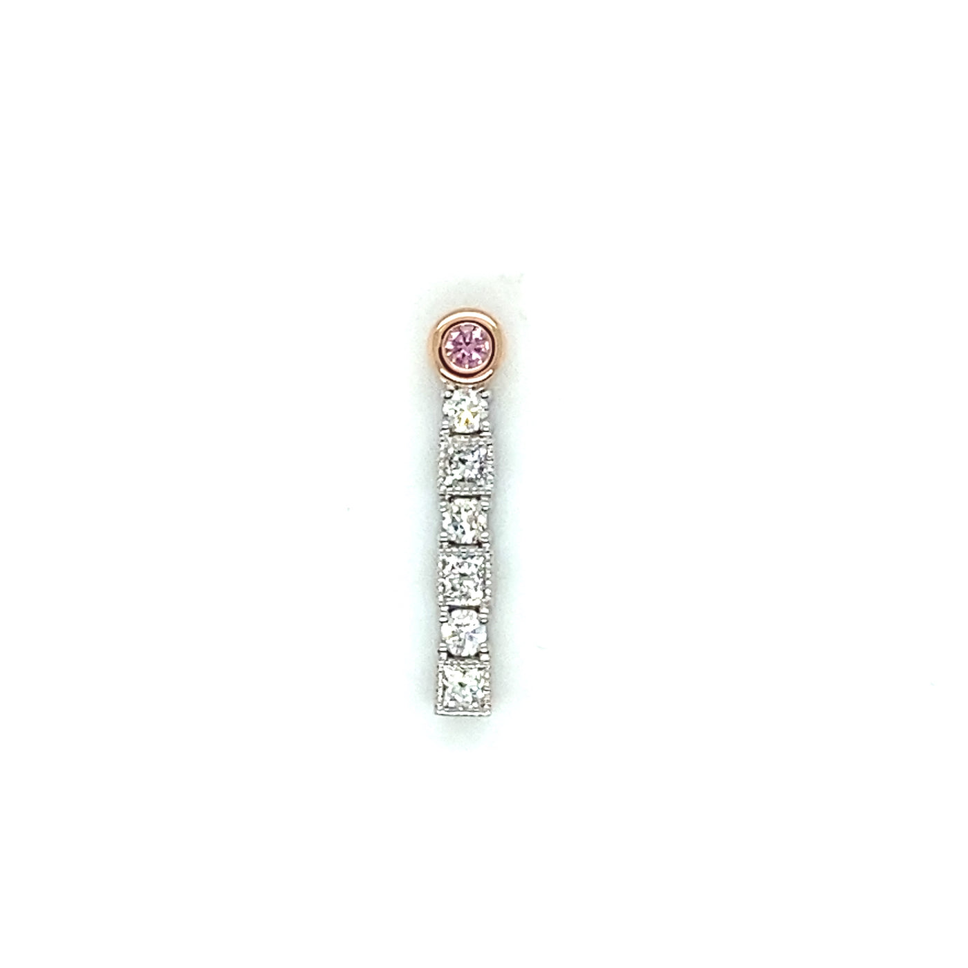 9ct pink Argyle with 6 diamonds pendant