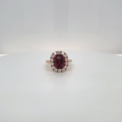 Rhodolite Garnet with Diamond Halo