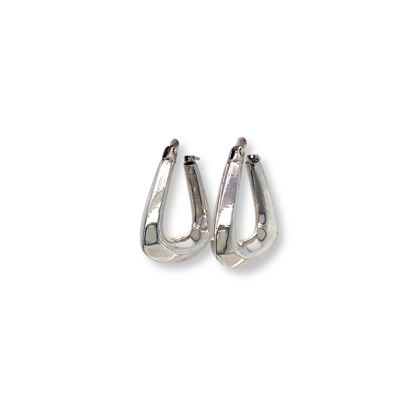 Sterling silver handcrafted triangular style huggie earrings