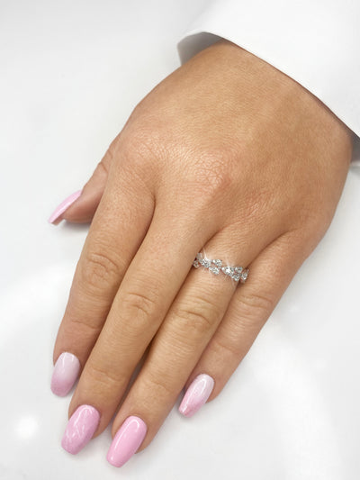 9ct fancy diamond stacker ring on hand