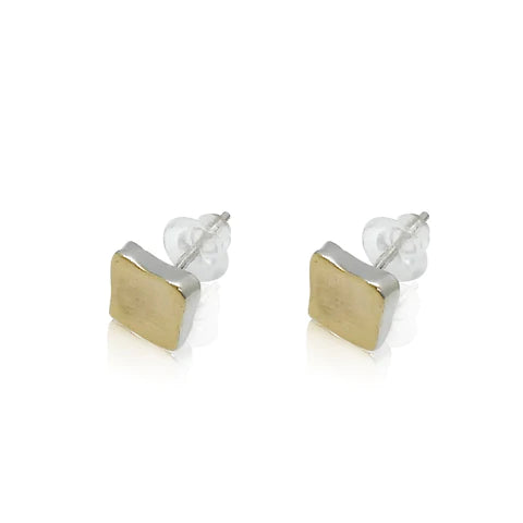 9ct Gold and Silver square studs